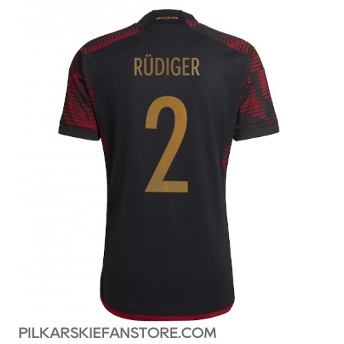 Tanie Strój piłkarski Niemcy Antonio Rudiger #2 Koszulka Wyjazdowej MŚ 2022 Krótkie Rękawy